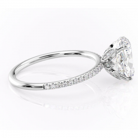 Inel de logodnă Topaz din aur Alb 14kt cu moissanite tăietură ovală – Montură pavé rafinată pentru profil înalt | Personalizează și configurează gratuit online [1]