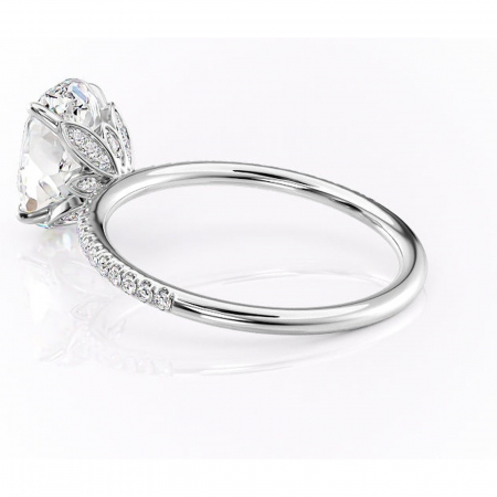 Inel de logodnă Topaz din aur Alb 14kt cu moissanite tăietură ovală – Montură pavé rafinată pentru profil înalt | Personalizează și configurează gratuit online [4]