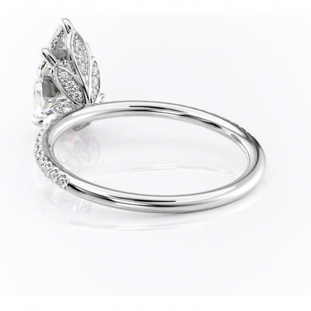 Inel de logodnă Topaz din aur Alb 14kt cu moissanite tăietură pară – Montură pavé rafinată pentru profil înalt | Personalizează și configurează gratuit online [3]