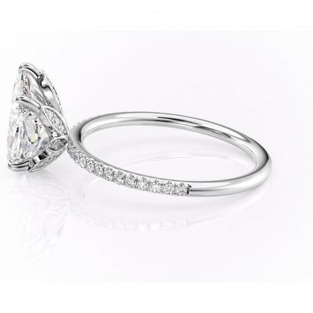 Inel de logodnă Topaz din aur Alb 14kt cu moissanite tăietură pară – Montură pavé rafinată pentru profil înalt | Personalizează și configurează gratuit online [5]