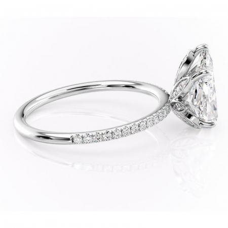 Inel de logodnă Topaz din aur Alb 14kt cu moissanite tăietură pară – Montură pavé rafinată pentru profil înalt | Personalizează și configurează gratuit online [1]