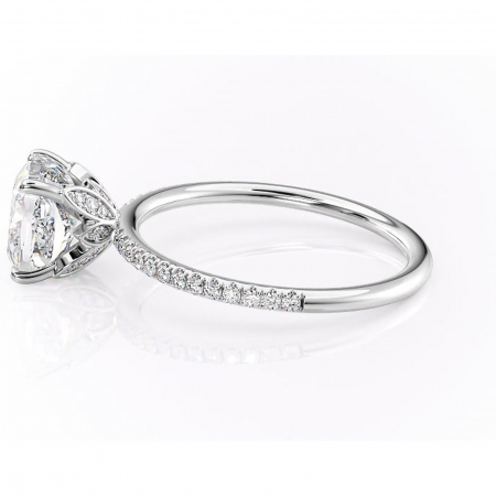 Inel de logodnă Topaz din aur Alb 14kt cu moissanite tăietură pernă – Montură pavé rafinată pentru profil înalt | Personalizează și configurează gratuit online [5]
