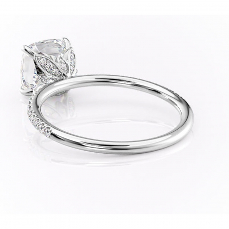 Inel de logodnă Topaz din aur Alb 14kt cu moissanite tăietură pernă – Montură pavé rafinată pentru profil înalt | Personalizează și configurează gratuit online [3]