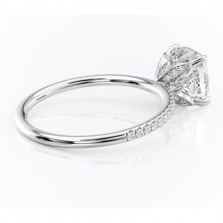 Inel de logodnă Topaz din aur Alb 14kt cu moissanite tăietură pernă – Montură pavé rafinată pentru profil înalt | Personalizează și configurează gratuit online [2]