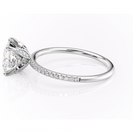 Inel de logodnă Topaz din aur Alb 14kt cu moissanite tăietură princess – Montură pavé rafinată pentru profil înalt | Personalizează și configurează gratuit online [5]