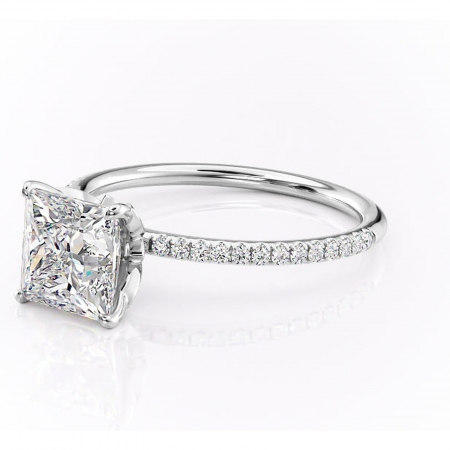 Inel de logodnă Topaz din aur Alb 14kt cu moissanite tăietură princess – Montură pavé rafinată pentru profil înalt | Personalizează și configurează gratuit online [6]