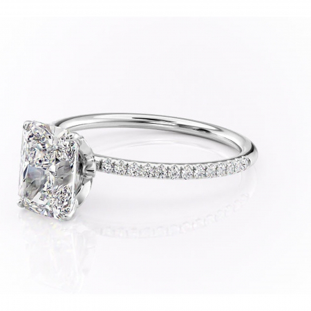 Inel de logodnă Topaz din aur Alb 14kt cu moissanite tăietură radiantă – Montură pavé rafinată pentru profil înalt | Personalizează și configurează gratuit online [6]