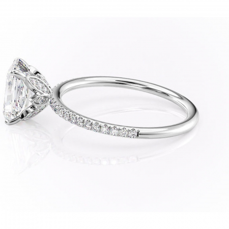 Inel de logodnă Topaz din aur Alb 14kt cu moissanite tăietură radiantă – Montură pavé rafinată pentru profil înalt | Personalizează și configurează gratuit online [5]