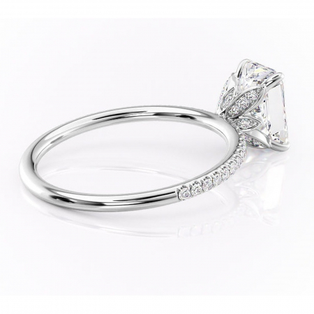 Inel de logodnă Topaz din aur Alb 14kt cu moissanite tăietură radiantă – Montură pavé rafinată pentru profil înalt | Personalizează și configurează gratuit online [2]