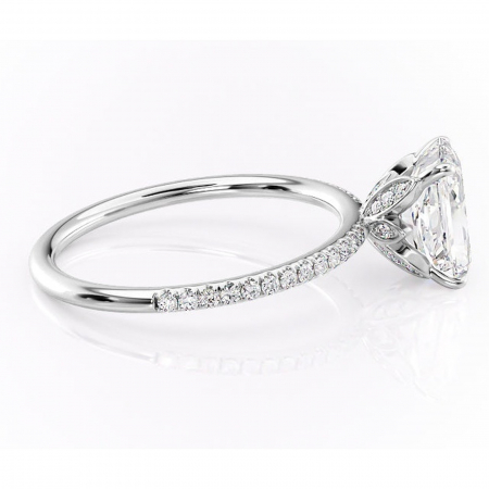 Inel de logodnă Topaz din aur Alb 14kt cu moissanite tăietură radiantă – Montură pavé rafinată pentru profil înalt | Personalizează și configurează gratuit online [1]