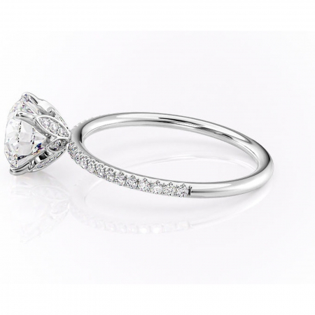 Inel de logodnă Topaz din aur Alb 14kt cu moissanite tăietură rotundă – Montură pavé rafinată pentru profil înalt | Personalizează și configurează gratuit online [5]