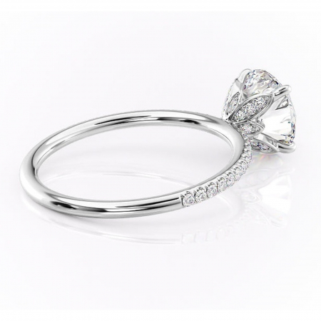 Inel de logodnă Topaz din aur Alb 14kt cu moissanite tăietură rotundă – Montură pavé rafinată pentru profil înalt | Personalizează și configurează gratuit online [2]