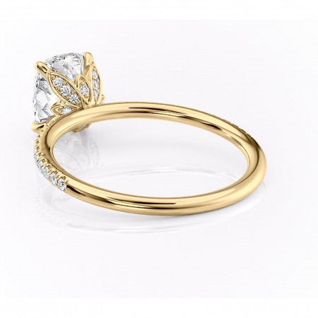 Inel de logodnă Topaz din aur Galben 14kt cu moissanite tăietură asscher – Montură pavé rafinată pentru profil înalt | Personalizează și configurează gratuit online [3]