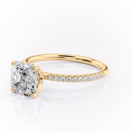 Inel de logodnă Topaz din aur Galben 14kt cu moissanite tăietură asscher – Montură pavé rafinată pentru profil înalt | Personalizează și configurează gratuit online [6]