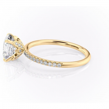Inel de logodnă Topaz din aur Galben 14kt cu moissanite tăietură asscher – Montură pavé rafinată pentru profil înalt | Personalizează și configurează gratuit online [5]