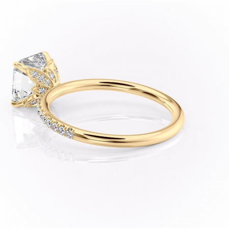 Inel de logodnă Topaz din aur Galben 14kt cu moissanite tăietură asscher – Montură pavé rafinată pentru profil înalt | Personalizează și configurează gratuit online [4]