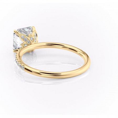 Inel de logodnă Topaz din aur Galben 14kt cu moissanite tăietură asscher – Montură pavé rafinată pentru profil înalt | Personalizează și configurează gratuit online [3]