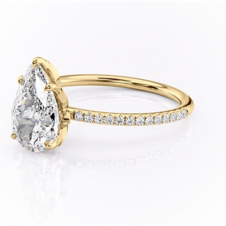 Inel de logodnă Topaz din aur Galben 14kt cu moissanite tăietură pară – Montură pavé rafinată pentru profil înalt | Personalizează și configurează gratuit online [6]