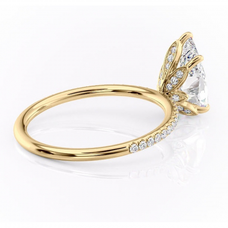 Inel de logodnă Topaz din aur Galben 14kt cu moissanite tăietură pară – Montură pavé rafinată pentru profil înalt | Personalizează și configurează gratuit online [2]