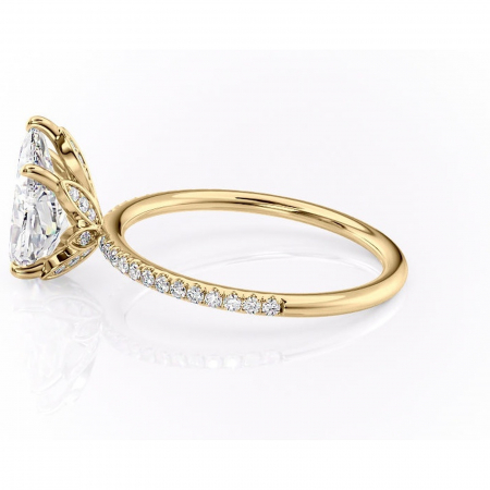 Inel de logodnă Topaz din aur Galben 14kt cu moissanite tăietură pară – Montură pavé rafinată pentru profil înalt | Personalizează și configurează gratuit online [5]