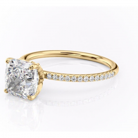 Inel de logodnă Topaz din aur Galben 18kt cu moissanite tăietură pernă – Montură pavé rafinată pentru profil înalt | Personalizează și configurează gratuit online [6]