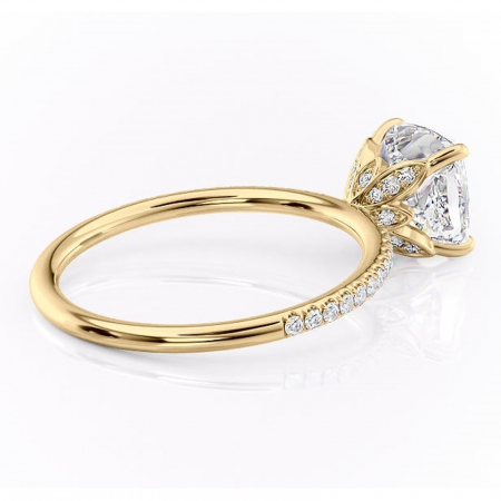 Inel de logodnă Topaz din aur Galben 18kt cu moissanite tăietură pernă – Montură pavé rafinată pentru profil înalt | Personalizează și configurează gratuit online [2]