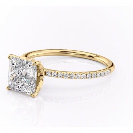 Inel de logodnă Topaz din aur Galben 14kt cu moissanite tăietură princess – Montură pavé rafinată pentru profil înalt | Personalizează și configurează gratuit online [6]