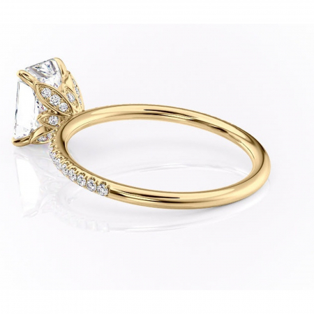 Inel de logodnă Topaz din aur Galben 14kt cu moissanite tăietură radiantă – Montură pavé rafinată pentru profil înalt | Personalizează și configurează gratuit online [4]