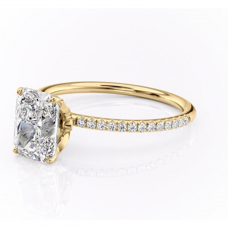 Inel de logodnă Topaz din aur Galben 14kt cu moissanite tăietură radiantă – Montură pavé rafinată pentru profil înalt | Personalizează și configurează gratuit online [6]