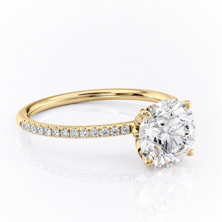 Aur galben - Inel de logodnă Topaz din aur Galben 14kt cu moissanite tăietură rotundă – Montură pavé rafinată pentru profil înalt | Personalizează și configurează gratuit online