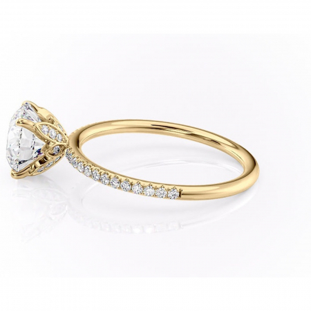 Inel de logodnă Topaz din aur Galben 14kt cu moissanite tăietură rotundă – Montură pavé rafinată pentru profil înalt | Personalizează și configurează gratuit online [5]