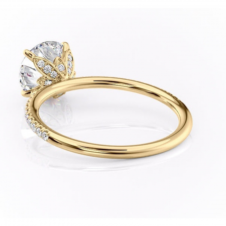 Inel de logodnă Topaz din aur Galben 14kt cu moissanite tăietură rotundă – Montură pavé rafinată pentru profil înalt | Personalizează și configurează gratuit online [3]