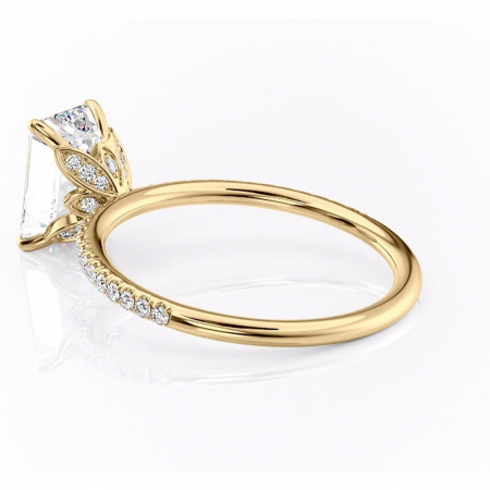 Inel de logodnă Topaz din aur Galben 14kt cu moissanite tăietură smarald – Montură pavé rafinată pentru profil înalt | Personalizează și configurează gratuit online [4]