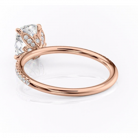 Inel de logodnă Topaz din aur Rose 14kt cu moissanite tăietură asscher – Montură pavé rafinată pentru profil înalt | Personalizează și configurează gratuit online [3]