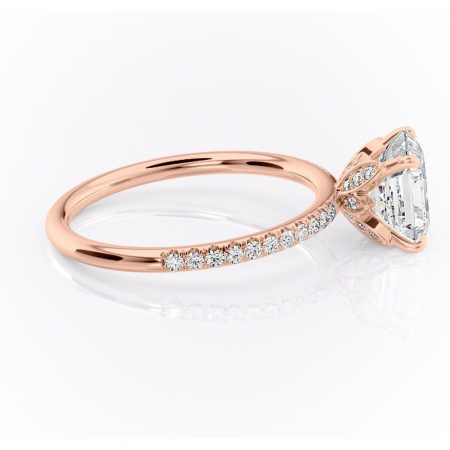 Inel de logodnă Topaz din aur Rose 18kt cu moissanite tăietură asscher – Montură pavé rafinată pentru profil înalt | Personalizează și configurează gratuit online [1]