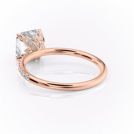 Inel de logodnă Topaz din aur Rose 18kt cu moissanite tăietură asscher – Montură pavé rafinată pentru profil înalt | Personalizează și configurează gratuit online [3]