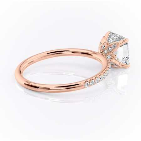 Inel de logodnă Topaz din aur Rose 18kt cu moissanite tăietură asscher – Montură pavé rafinată pentru profil înalt | Personalizează și configurează gratuit online [2]