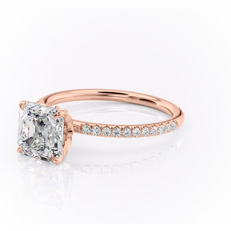 Inel de logodnă Topaz din aur Rose 18kt cu moissanite tăietură asscher – Montură pavé rafinată pentru profil înalt | Personalizează și configurează gratuit online [6]