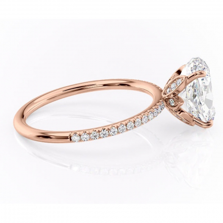 Inel de logodnă Topaz din aur Rose 14kt cu moissanite tăietură ovală – Montură pavé rafinată pentru profil înalt | Personalizează și configurează gratuit online [1]