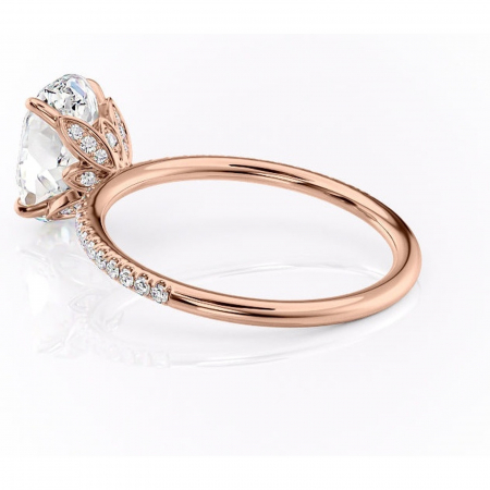 Inel de logodnă Topaz din aur Rose 14kt cu moissanite tăietură ovală – Montură pavé rafinată pentru profil înalt | Personalizează și configurează gratuit online [4]