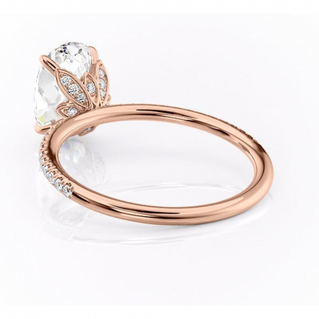 Inel de logodnă Topaz din aur Rose 14kt cu moissanite tăietură ovală – Montură pavé rafinată pentru profil înalt | Personalizează și configurează gratuit online [3]