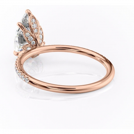 Inel de logodnă Topaz din aur Rose 18kt cu moissanite tăietură pară – Montură pavé rafinată pentru profil înalt | Personalizează și configurează gratuit online [3]