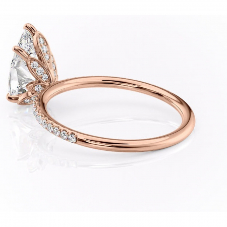 Inel de logodnă Topaz din aur Rose 18kt cu moissanite tăietură pară – Montură pavé rafinată pentru profil înalt | Personalizează și configurează gratuit online [4]