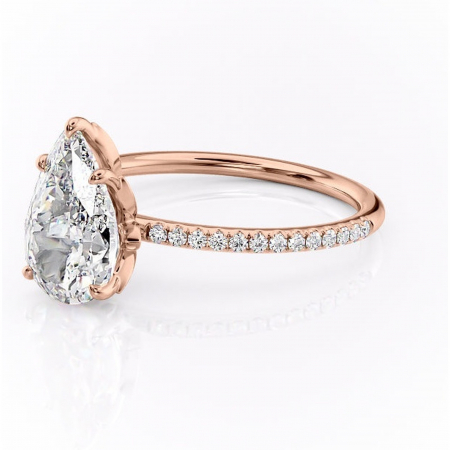 Inel de logodnă Topaz din aur Rose 18kt cu moissanite tăietură pară – Montură pavé rafinată pentru profil înalt | Personalizează și configurează gratuit online [6]