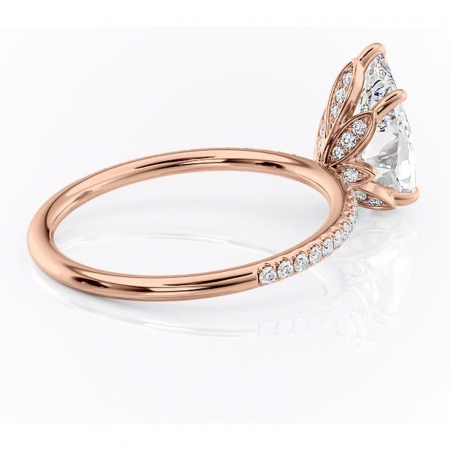 Inel de logodnă Topaz din aur Rose 18kt cu moissanite tăietură pară – Montură pavé rafinată pentru profil înalt | Personalizează și configurează gratuit online [2]