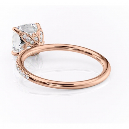 Inel de logodnă Topaz din aur Rose 18kt cu moissanite tăietură pernă – Montură pavé rafinată pentru profil înalt | Personalizează și configurează gratuit online [3]