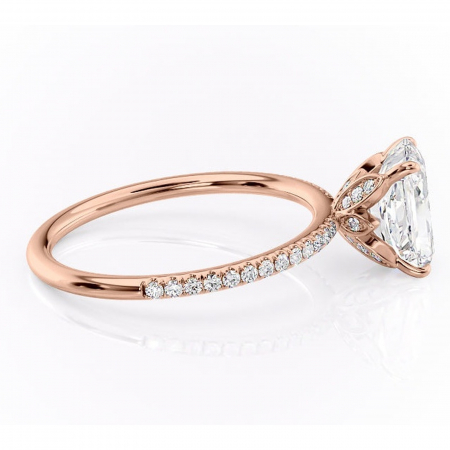 Inel de logodnă Topaz din aur Rose 18kt cu moissanite tăietură radiantă – Montură pavé rafinată pentru profil înalt | Personalizează și configurează gratuit online [1]
