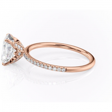 Inel de logodnă Topaz din aur Rose 18kt cu moissanite tăietură radiantă – Montură pavé rafinată pentru profil înalt | Personalizează și configurează gratuit online [5]