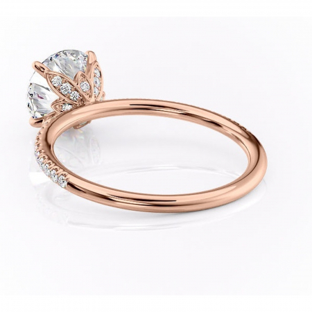 Inel de logodnă Topaz din aur Rose 14kt cu moissanite tăietură rotundă – Montură pavé rafinată pentru profil înalt | Personalizează și configurează gratuit online [3]