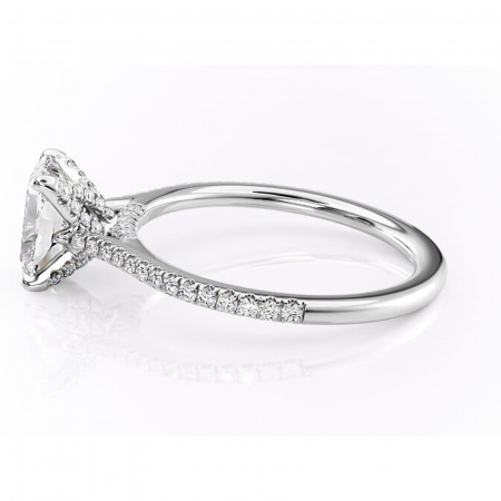 Inel de logodnă Tove din aur Alb 14kt cu moissanite tăietură pernă – Montură pavé rafinată pentru profil înalt | Personalizează și configurează gratuit online [5]